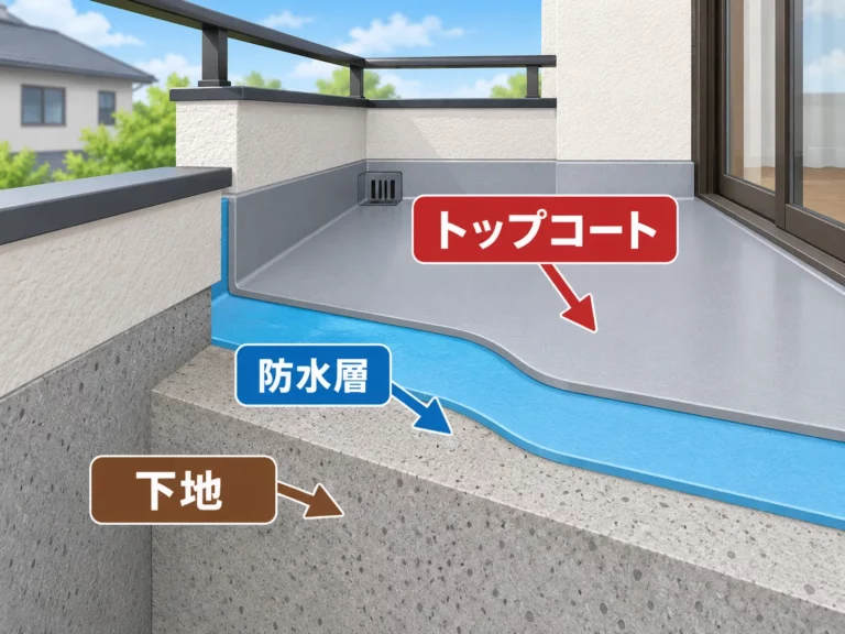 ベランダ防水の層構成図