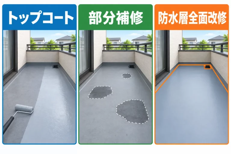 トップコートと防水層改修の比較