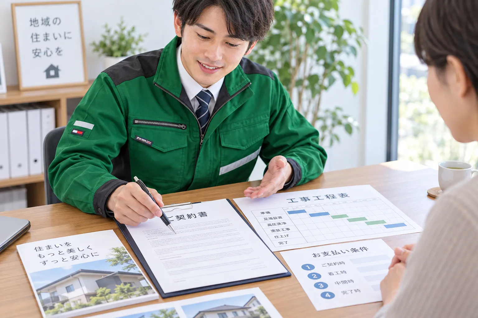 契約前に工事範囲・工期・支払条件をそろえる図