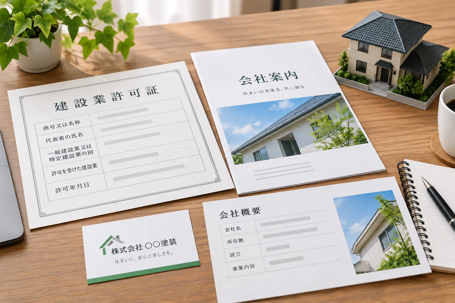 建設業許可の会社名・許可業種・有効期間を照合する図