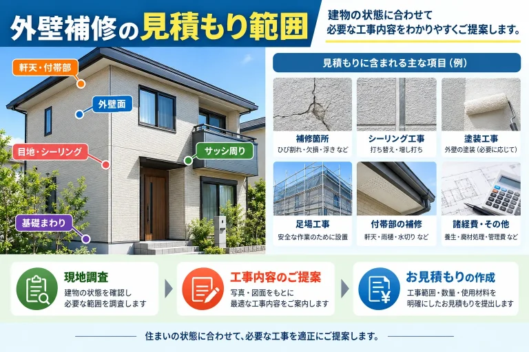 外壁補修の見積り範囲