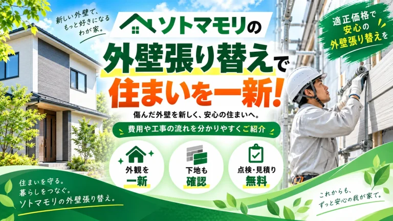 外壁張り替えの工事全体を伝える施工写真