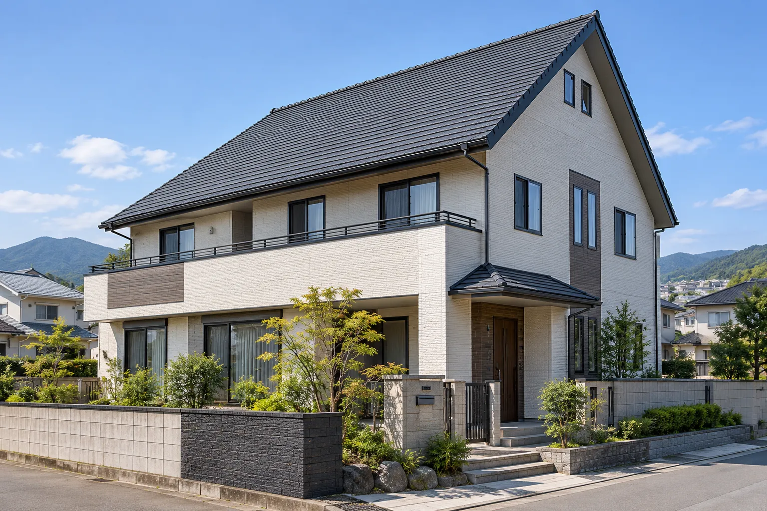 外壁と急勾配屋根の面積が大きい住宅イメージ