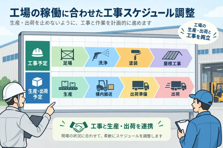 工事予定と生産・出荷予定を調整するイメージ図
