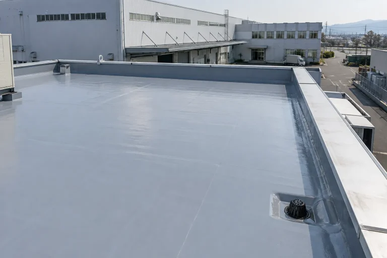 工場の事務所棟屋上の防水施工イメージ