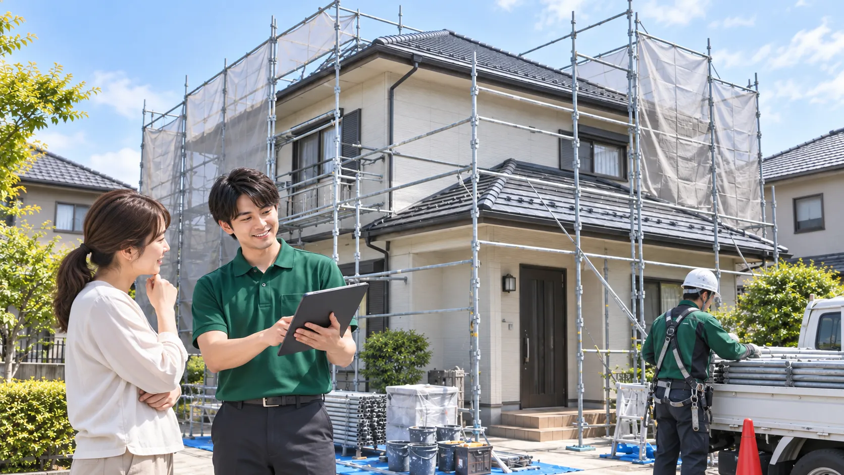 ソトマモリの工事の流れを案内するメイン画像