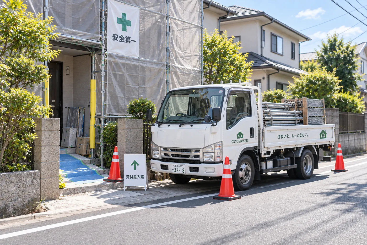 現地調査時に駐車場所を確認する場面