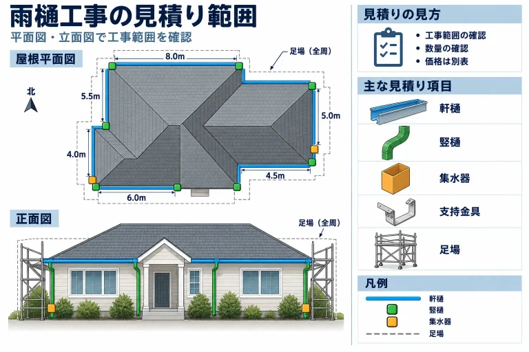 雨樋工事の見積り範囲