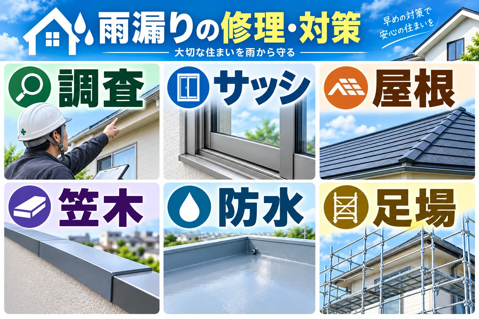 雨漏り修理の参考価格一覧