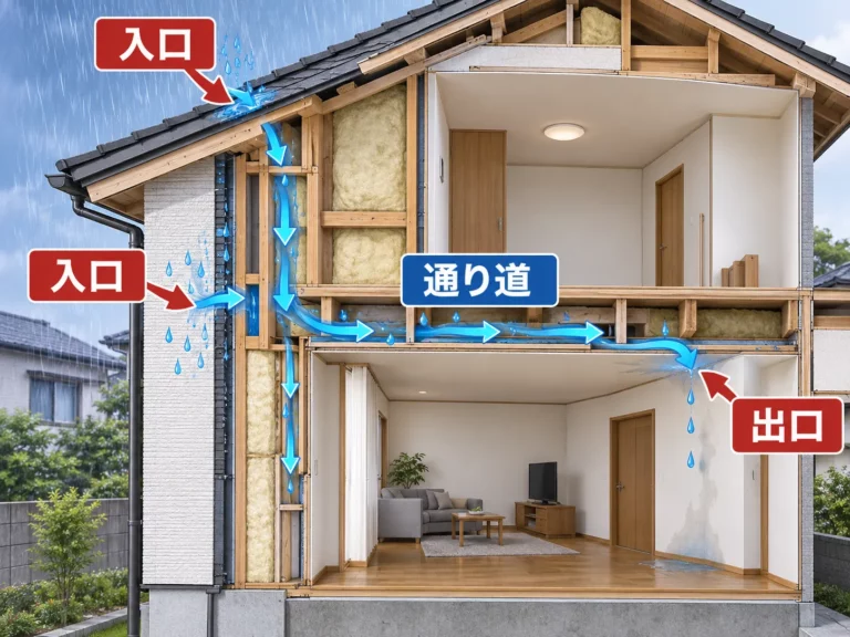 雨水の入口・通り道・出口の説明図