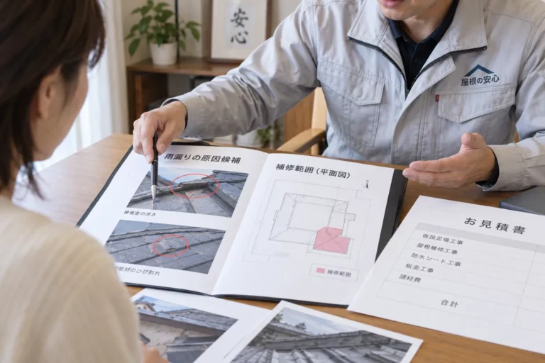 原因候補・修理範囲・見積り説明