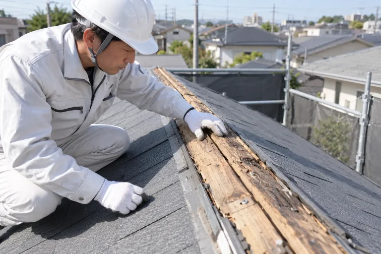 棟板金を外した後の下地確認
