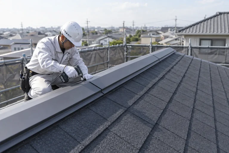 新しい棟板金の加工・固定