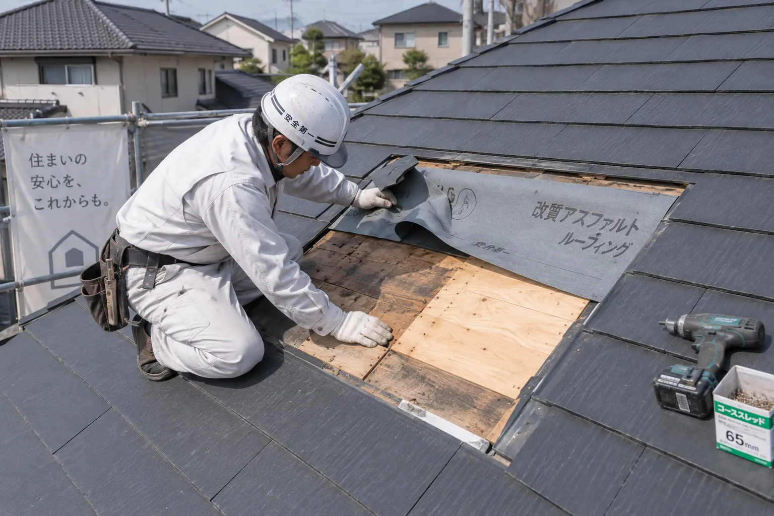 野地板の部分補修を含む屋根の見積り例