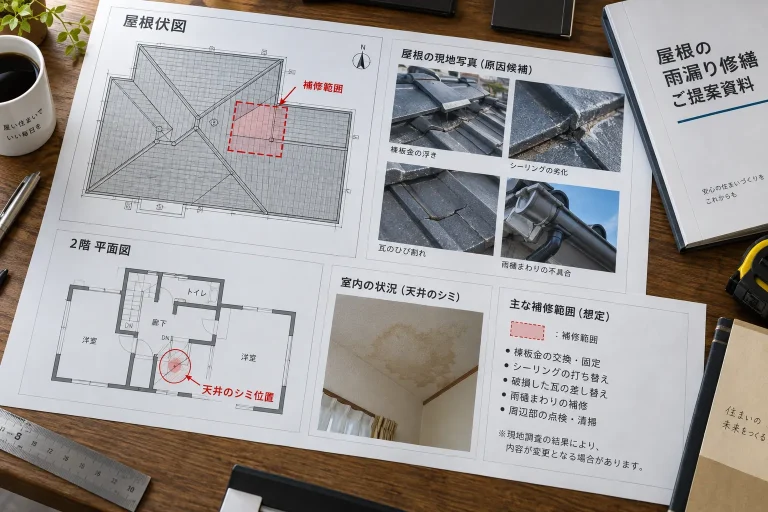 屋根雨漏り修理の見積り範囲