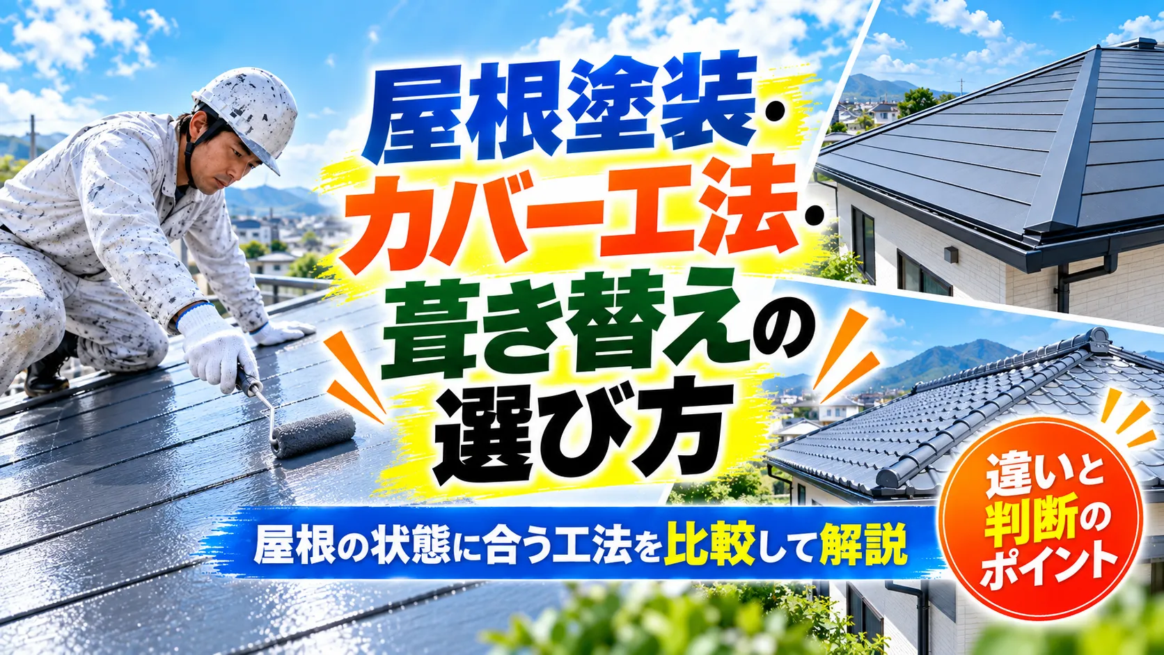屋根塗装・カバー工法・葺き替えの選び方を案内するバナー