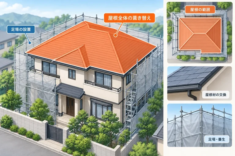 屋根面積80平方メートルの施工範囲