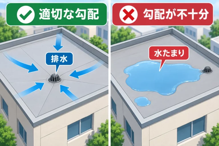 屋上のドレン・勾配・水たまり確認