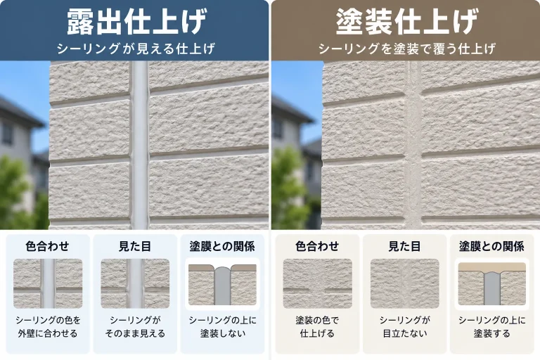 露出仕上げと塗装仕上げの比較