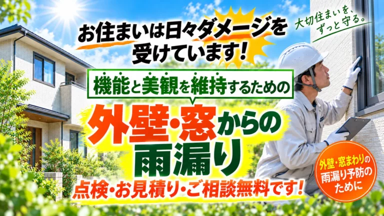 外壁・窓からの雨漏りを確認するヒーロー画像