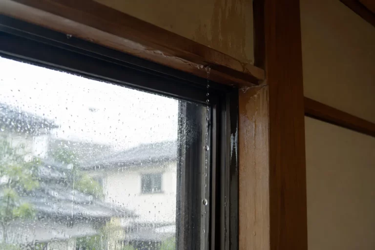 窓枠からの滴下