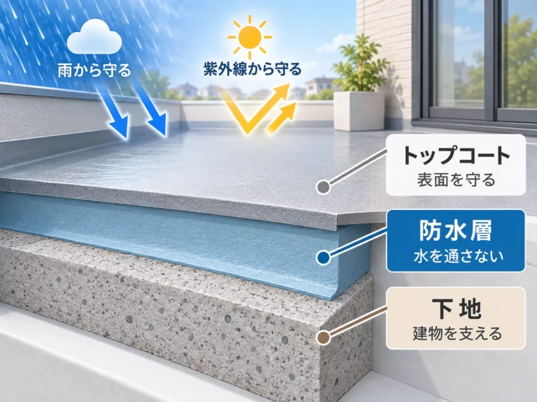 防水面の層構成を説明する図