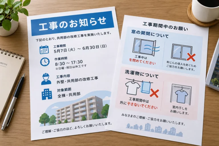 工事前の案内と工程共有