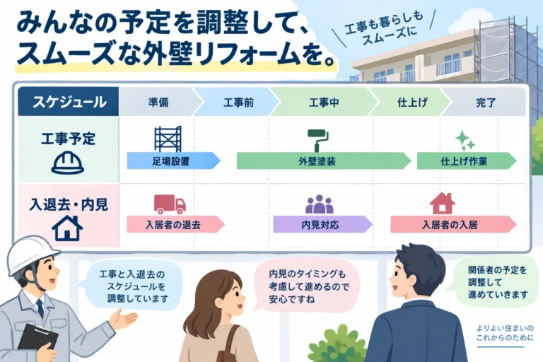 入居・募集予定に合わせた工期のスケジュール図