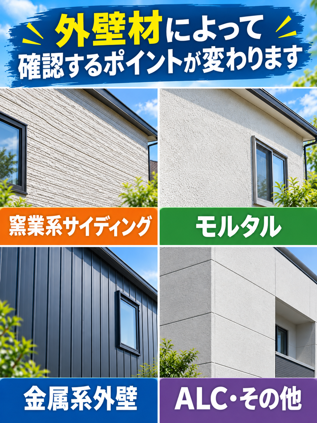 外壁材によって変わる確認ポイント